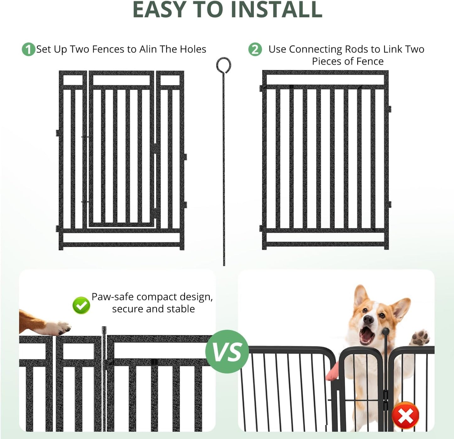 Thickened Outdoor Dog Fence, 40" H, 16 Panels for Yard & Camping