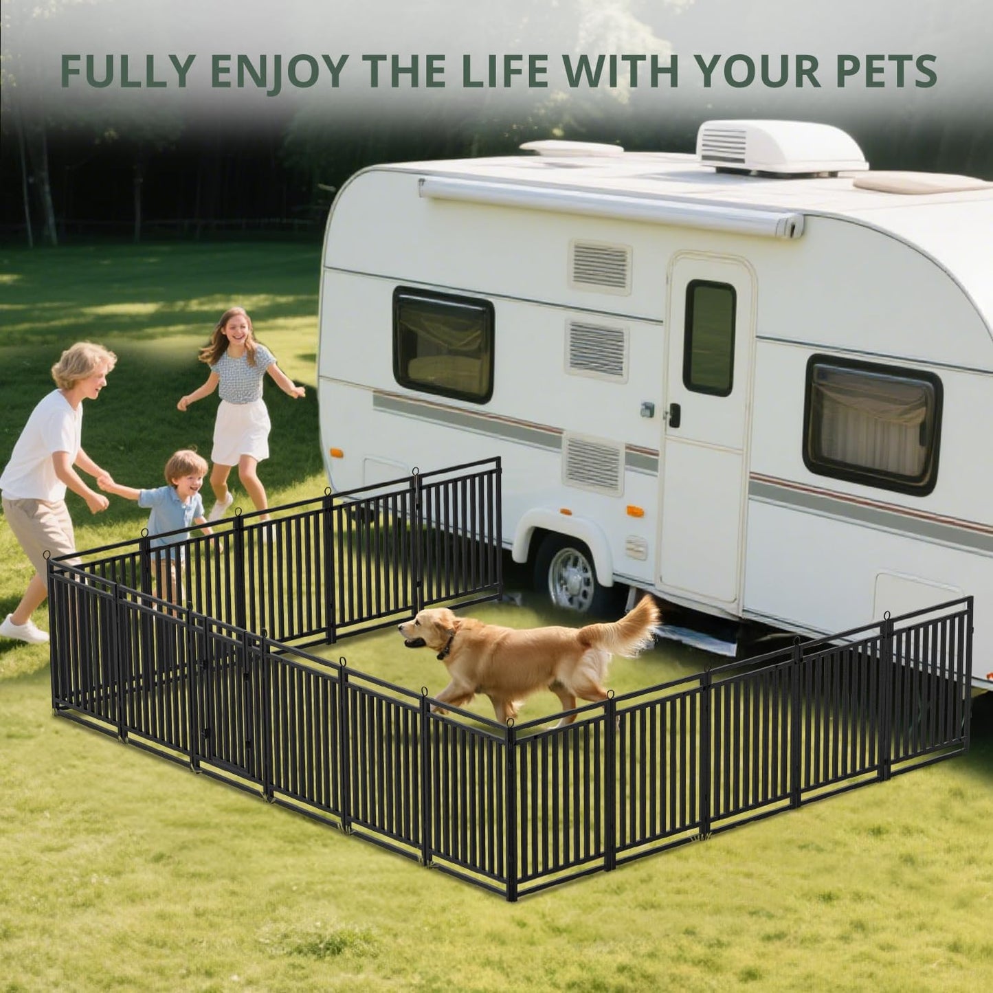 Thickened Outdoor Dog Fence, 40" H, 16 Panels for Yard & Camping