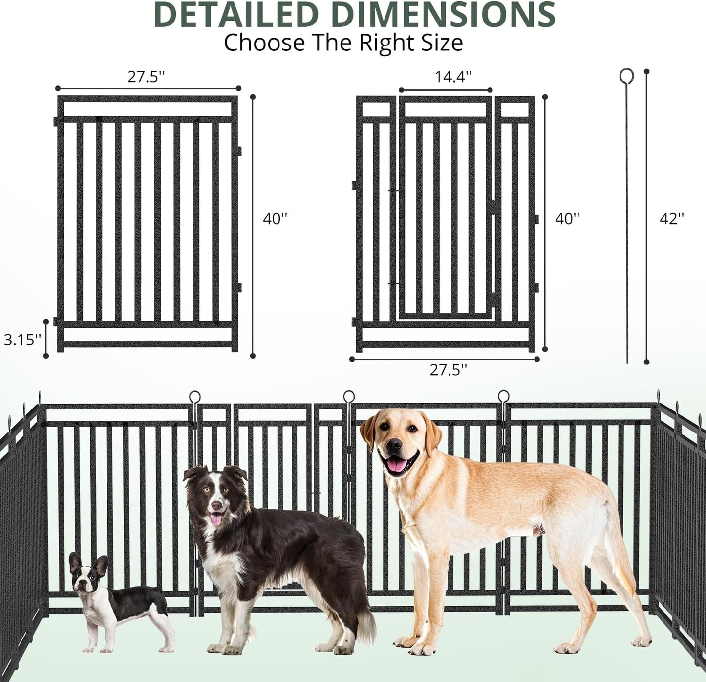 Thickened Outdoor Dog Fence, 40" H, 16 Panels for Yard & Camping