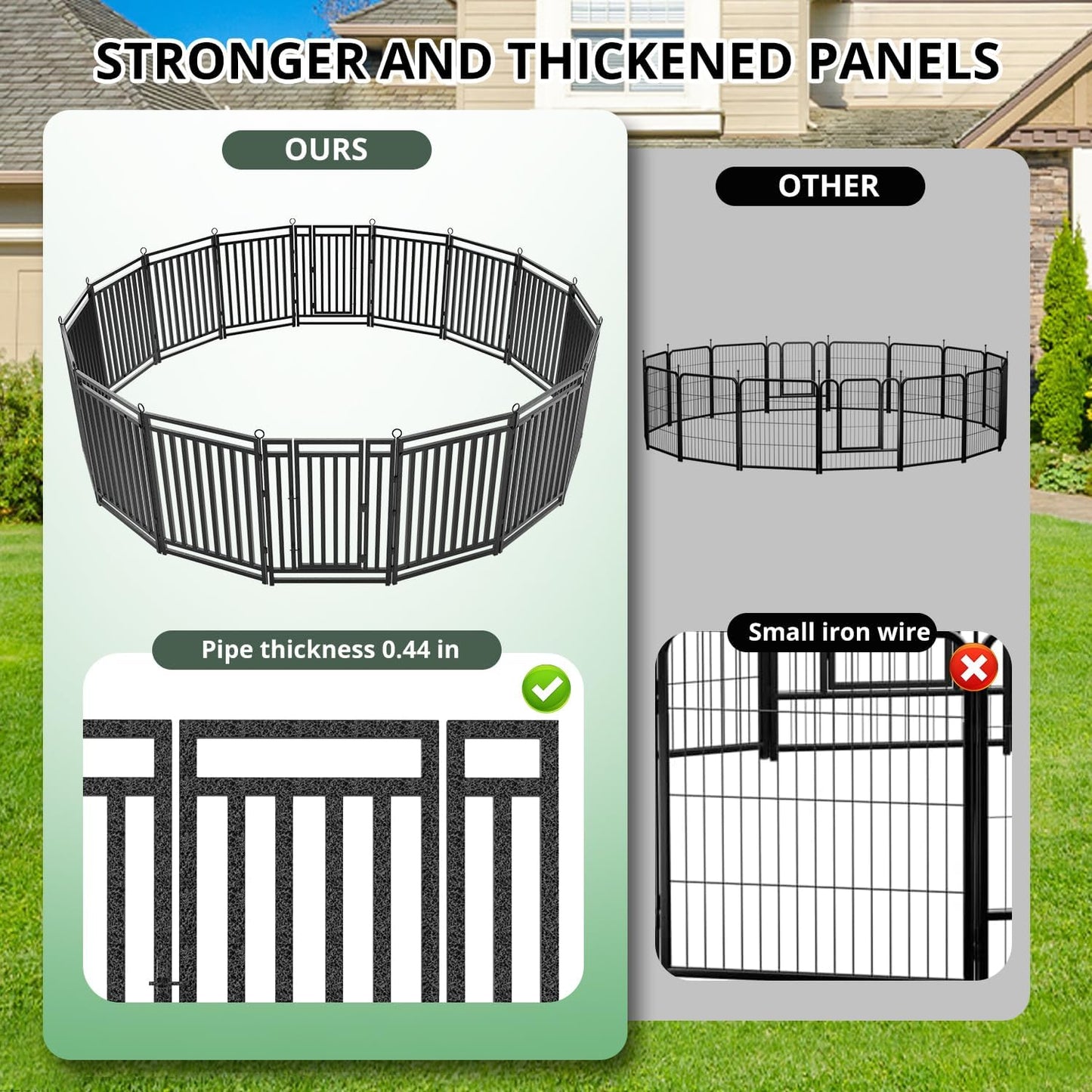 Thickened Outdoor Dog Fence, 40" H, 16 Panels for Yard & Camping